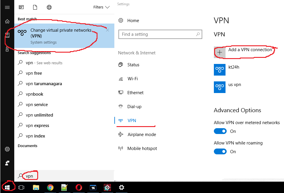 Kết nối VPN PPTP trên windows 10